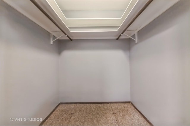 walk in closet with carpet