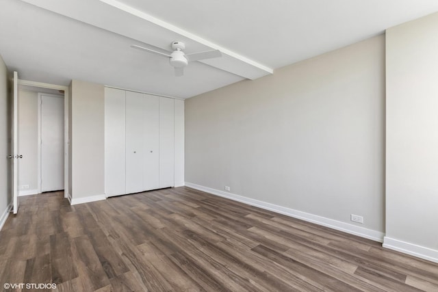 4800 S Chicago Beach Dr Unit 1005N, Chicago, IL 60615 - unfurnished bedroom featuring baseboards, ceiling fan, and dark wood finished floors