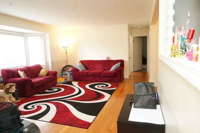 living area with wood finished floors