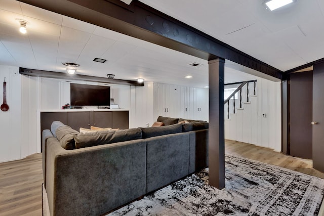 7428 N Odell Ave, Chicago, IL 60631 - living area featuring stairway, wood finished floors, and visible vents
