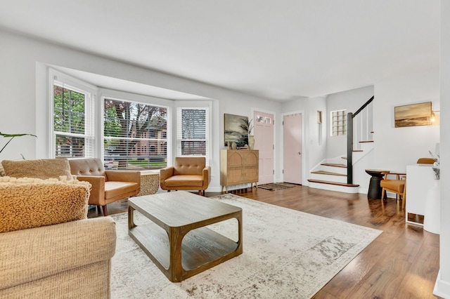 7428 N Odell Ave, Chicago, IL 60631 - living room featuring stairway and wood finished floors