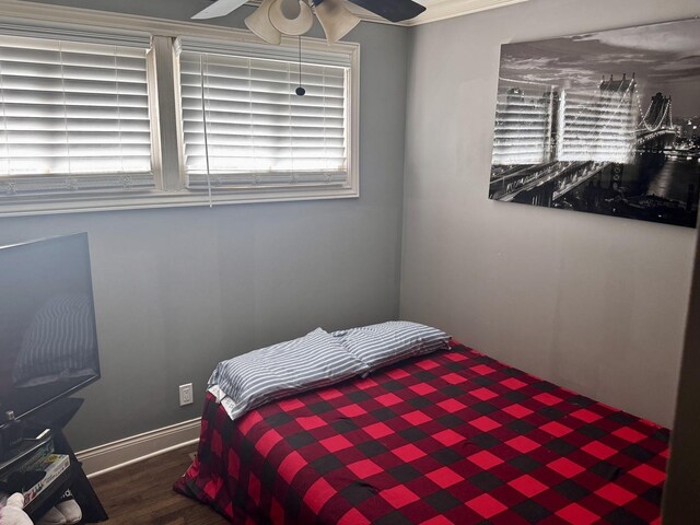 3825 W Pippin St, Chicago, IL 60652 - bedroom featuring baseboards, a ceiling fan, and wood finished floors