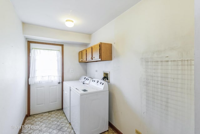 2339 N James Ct, Arlington Heights, IL 60004 - laundry area with cabinet space, separate washer and dryer, and baseboards