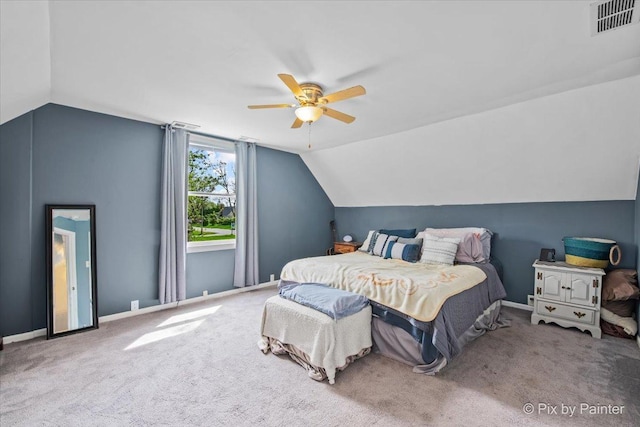 2381 Elm Rd, West Chicago, IL 60185 - bedroom featuring lofted ceiling, carpet, baseboards, and a ceiling fan