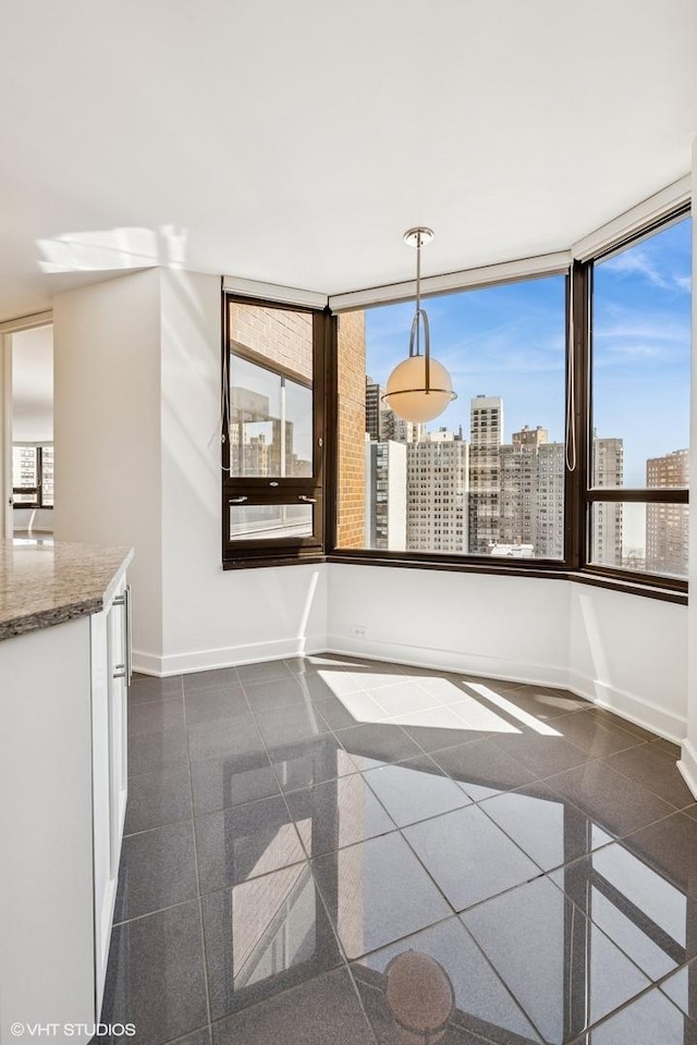 1410 N State Pkwy Unit 17B, Chicago, IL 60610 - unfurnished dining area with granite tiled floors and a city view