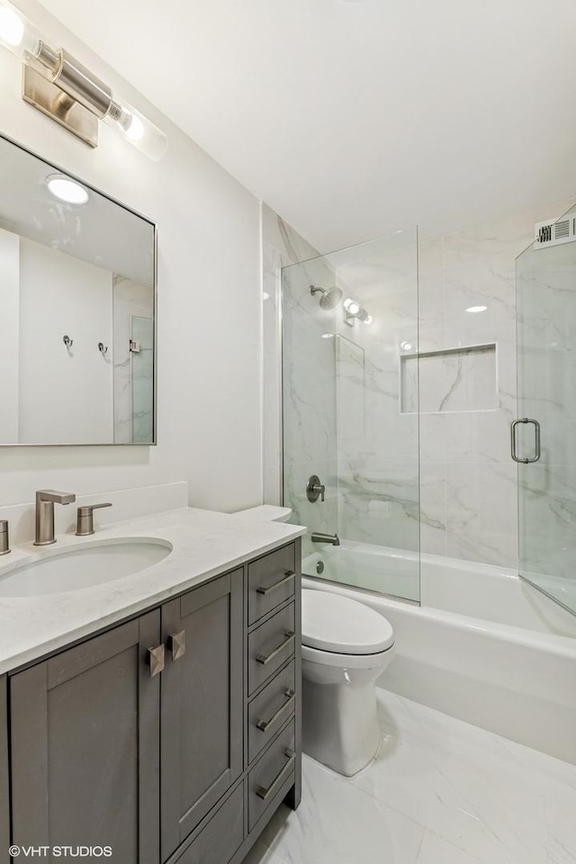 1410 N State Pkwy Unit 17B, Chicago, IL 60610 - full bath with vanity, shower / bathtub combination, and marble finish floors