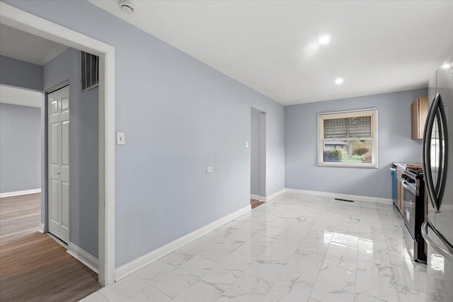 1303 Balmoral Ave, Calumet City, IL 60409 - interior space with baseboards, marble finish floor, recessed lighting, and visible vents