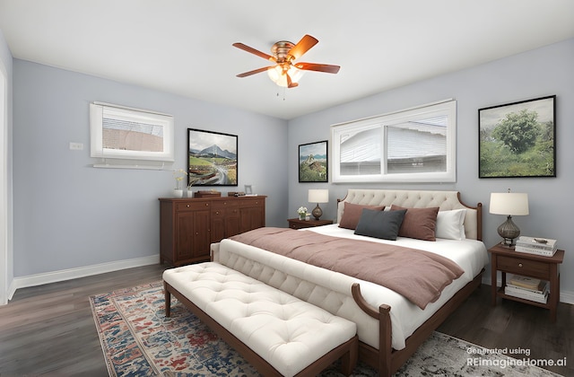 1303 Balmoral Ave, Calumet City, IL 60409 - bedroom featuring ceiling fan, baseboards, multiple windows, and wood finished floors