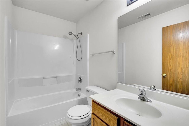 1123 Coneflower Ct, Minooka, IL 60447 - bathroom featuring toilet, washtub / shower combination, vanity, and tile patterned flooring