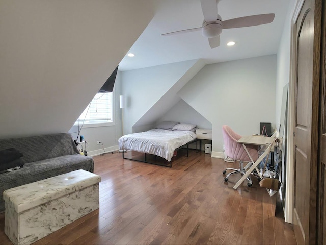 10847 Carpenter St, Mokena, IL 60448 - bedroom with baseboards, recessed lighting, a ceiling fan, and wood finished floors