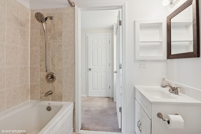 bathroom featuring vanity and shower / tub combination