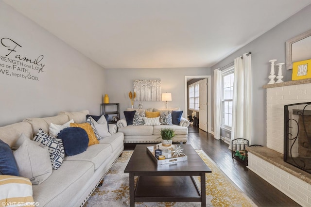 824 Elm St, Flossmoor, IL 60422 - living room with dark wood-type flooring and a fireplace