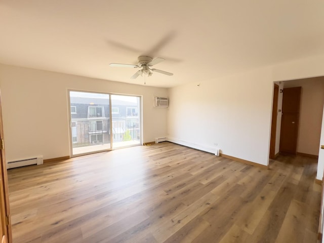 10310 Ridgeland Ave Unit 307, Chicago Ridge, IL 60415 - empty room with wood finished floors, baseboards, baseboard heating, ceiling fan, and a baseboard radiator
