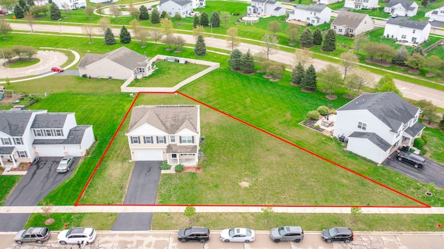 bird's eye view with a residential view