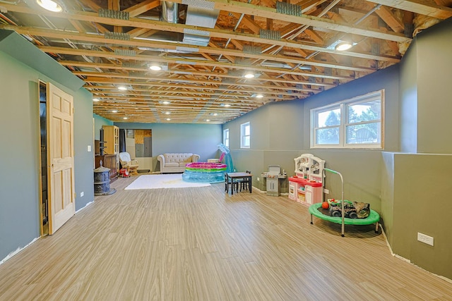 game room featuring wood finished floors