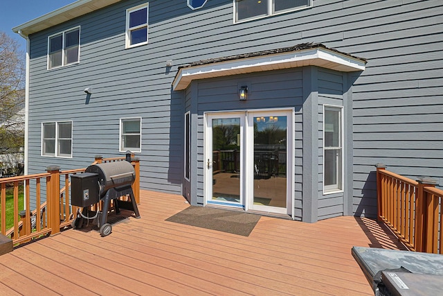 deck featuring grilling area
