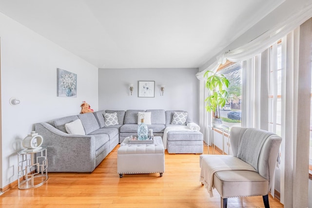 living room featuring light wood-style floors