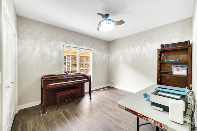 13083 Timber Ct, Palos Heights, IL 60463 - home office with baseboards, ceiling fan, and wood finished floors