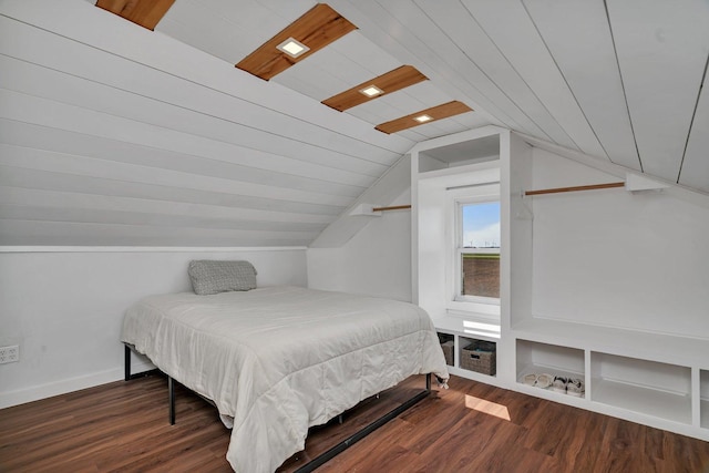 23678 N 2700 E Rd, Odell, IL 60460 - bedroom with lofted ceiling, wood finished floors, baseboards, and wood ceiling