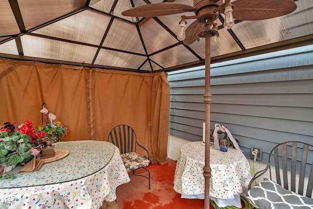 5203 W Court St, Monee, IL 60449 - view of patio featuring a gazebo, outdoor dining space, and a ceiling fan