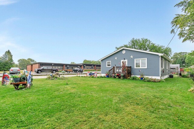 5203 W Court St, Monee, IL 60449 - back of property featuring a yard and central AC unit