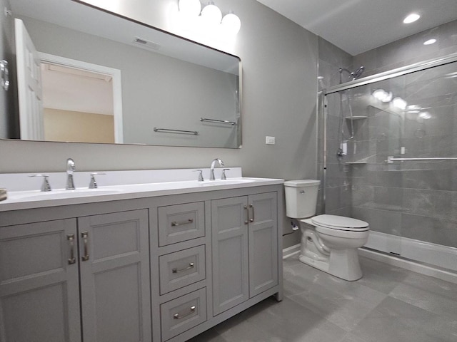 1221 Honey Lake Rd, Lake Zurich, IL 60047 - full bath featuring visible vents, a sink, toilet, and a shower stall