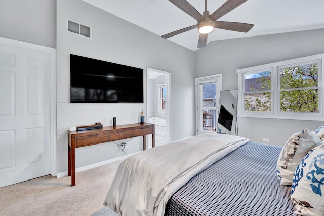 1800 W Melrose St, Chicago, IL 60657 - carpeted bedroom featuring a ceiling fan, ensuite bathroom, and baseboards