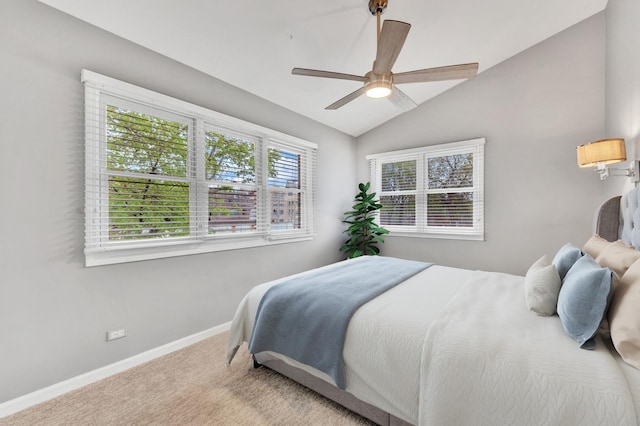 1800 W Melrose St, Chicago, IL 60657 - bedroom featuring baseboards, carpet floors, vaulted ceiling, and ceiling fan