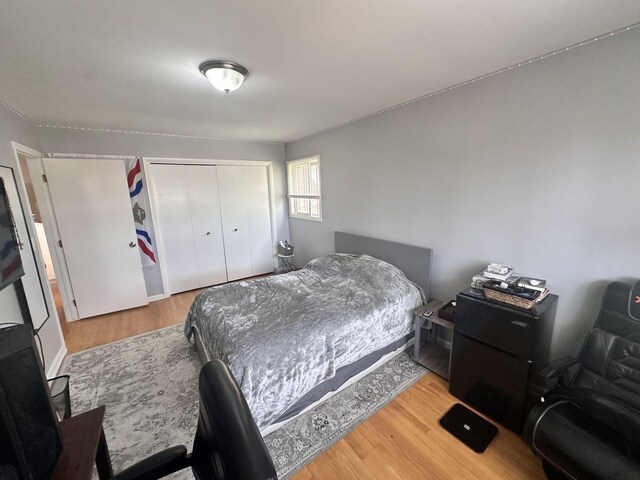 9911 Kedvale Ave, Skokie, IL 60076 - bedroom featuring wood finished floors and a closet