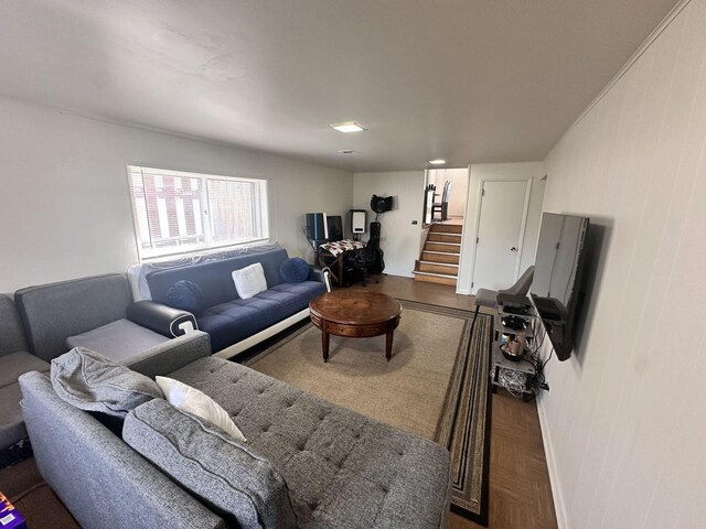 9911 Kedvale Ave, Skokie, IL 60076 - living room with stairs