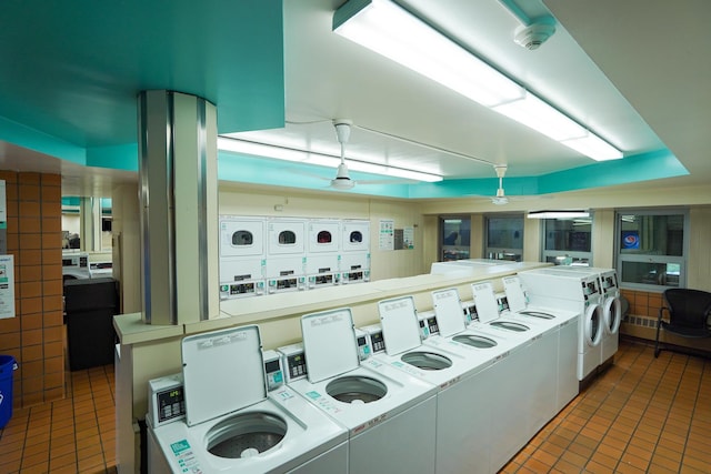 400 E Randolph St Unit 906, Chicago, IL 60601 - interior space with tile patterned flooring, stacked washer and clothes dryer, and washing machine and dryer
