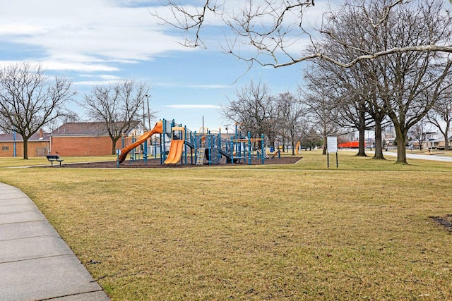 community playground with a yard