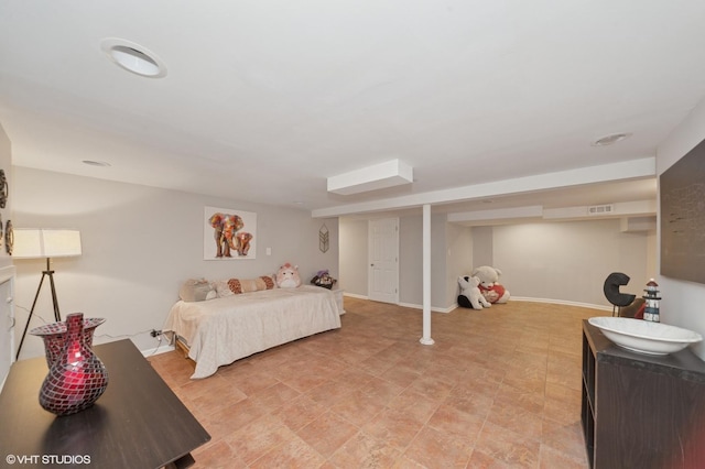 bedroom with visible vents