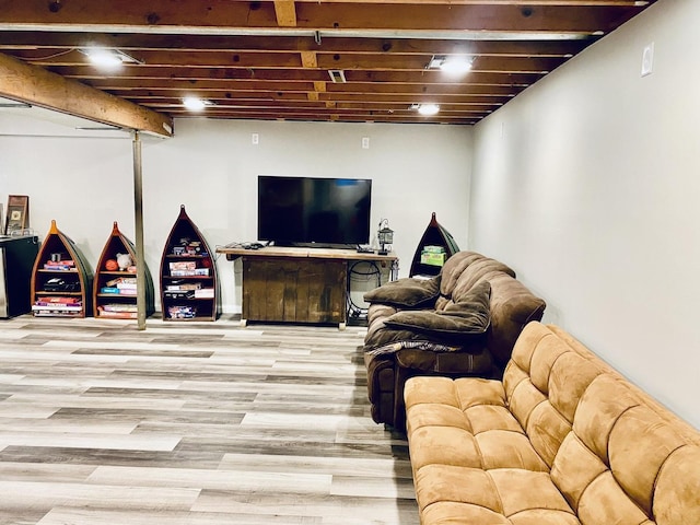 living area featuring wood finished floors