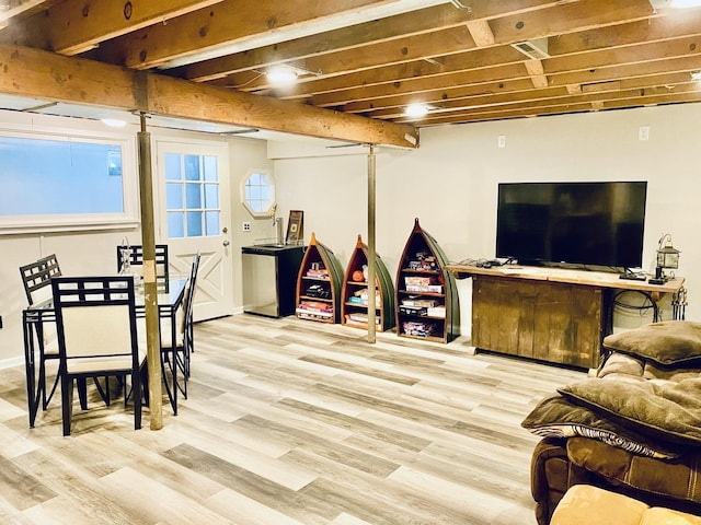 game room with wood finished floors
