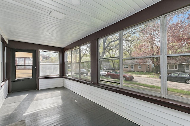 view of unfurnished sunroom