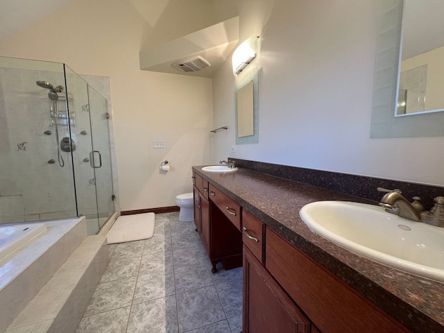 14312 Twin Creek Ct, Homer Glen, IL 60491 - full bath featuring visible vents, a sink, toilet, and a shower stall