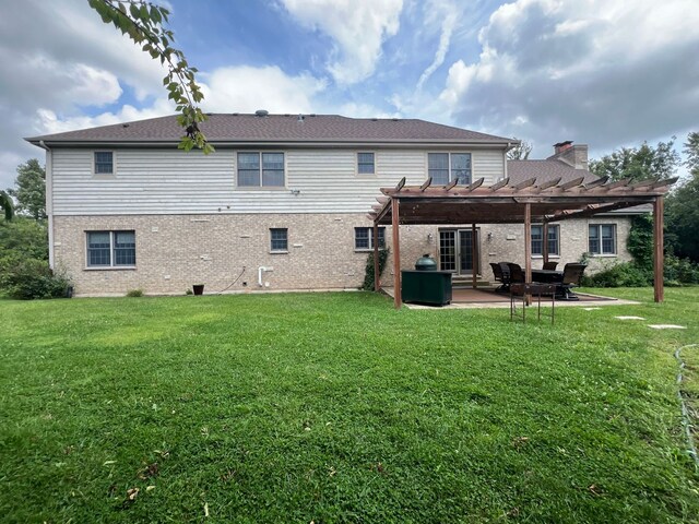 14312 Twin Creek Ct, Homer Glen, IL 60491 - back of property with a patio, a lawn, a pergola, and brick siding