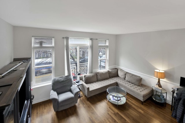 1455 S Halsted St, Chicago, IL 60607 - living area with baseboards and wood finished floors
