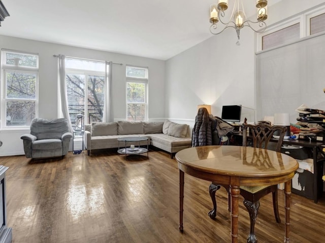 1455 S Halsted St, Chicago, IL 60607 - living area with a chandelier and wood finished floors