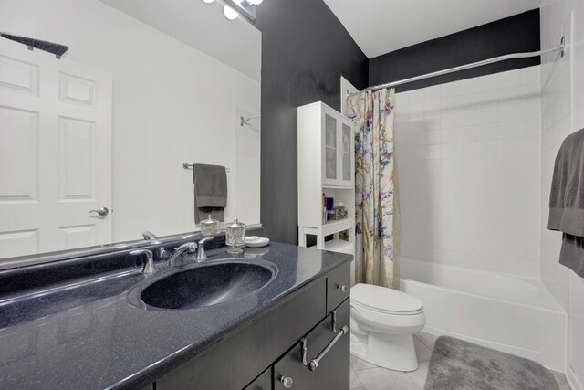1455 S Halsted St, Chicago, IL 60607 - full bath with toilet, shower / bath combination with curtain, tile patterned flooring, and vanity