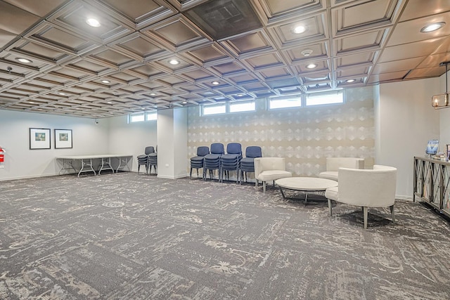 77 S Evergreen Ave Unit 1004, Arlington Heights, IL 60005 - below grade area featuring carpet floors and recessed lighting