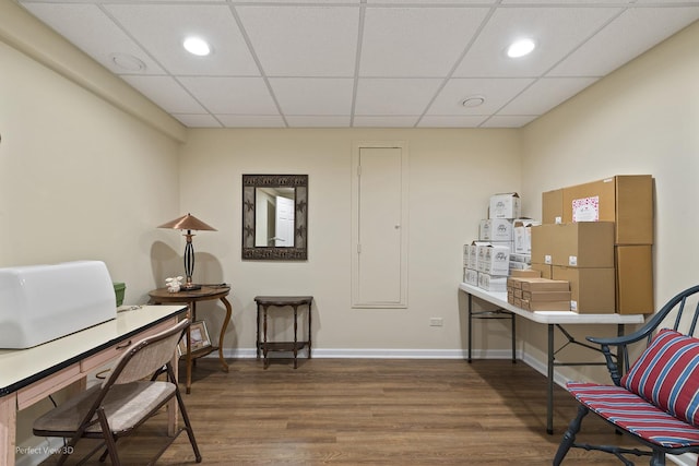 36225 N Goldspring Ct, Gurnee, IL 60031 - home office with wood finished floors, baseboards, and a paneled ceiling