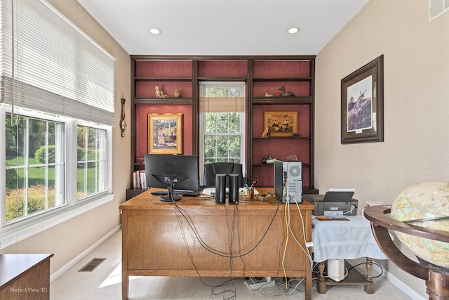 36225 N Goldspring Ct, Gurnee, IL 60031 - office area with baseboards, carpet floors, and recessed lighting
