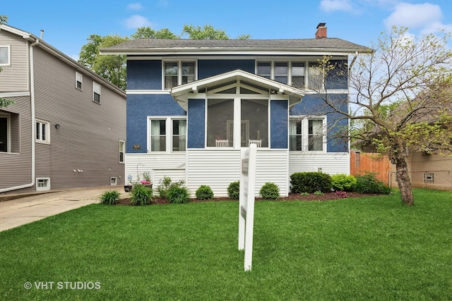 9606 S Vanderpoel Ave, Chicago, IL 60643 - view of front facade with a chimney, a sunroom, and stucco siding