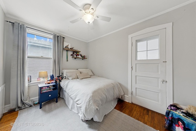 9606 S Vanderpoel Ave, Chicago, IL 60643 - bedroom featuring wood finished floors, ornamental molding, a ceiling fan, and baseboards