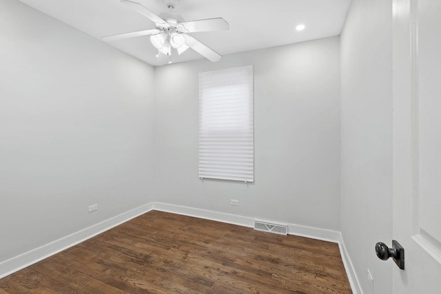 1319 Washington St, Chicago Heights, IL 60411 - spare room with a ceiling fan, visible vents, baseboards, dark wood-style floors, and recessed lighting