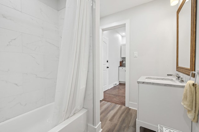 1319 Washington St, Chicago Heights, IL 60411 - bathroom with vanity, wood finished floors, and shower / tub combo