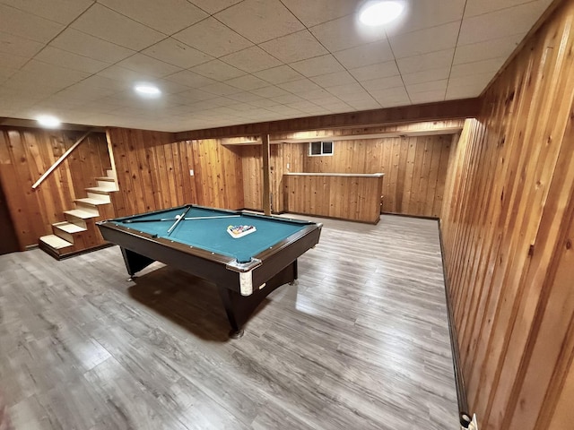 106 Kazwell St, Willow Springs, IL 60480 - playroom featuring wood walls, light wood-style flooring, and billiards