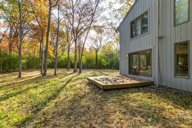view of yard with a deck
